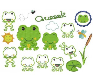 Stickserie Froschteich Quaaak